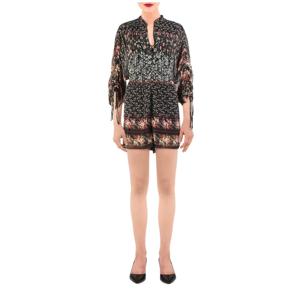 Adelyn‎ Rae Womens Ruched Floral Romper Black S
